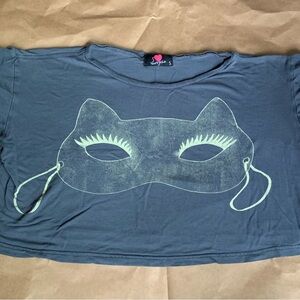 Urban Outfitters Gray Cat Mask Crop Top
